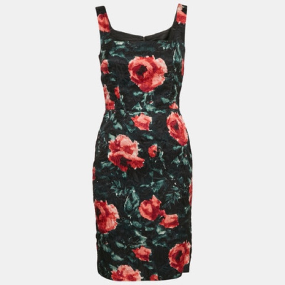 Dolce & Gabbana Red and Green Sheath Midi Dress